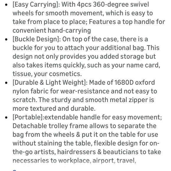 Makeup and Hair Case Rolling Travel Bag with Wheels - Picture 8 of 10